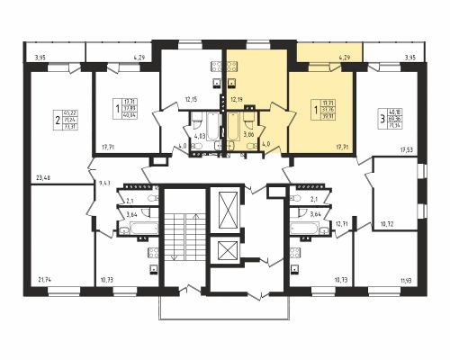 1-комнатная, квартира, 37.6 м²