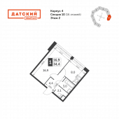 1-комнатная квартира 34,4 м²