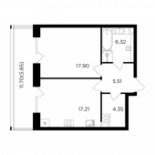 1-комнатная квартира 57,14 м²