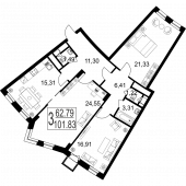 3-комнатная квартира 101,83 м²