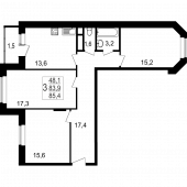 3-комнатная квартира 85,4 м²