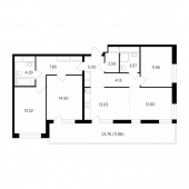 4-комнатная квартира 104,23 м²