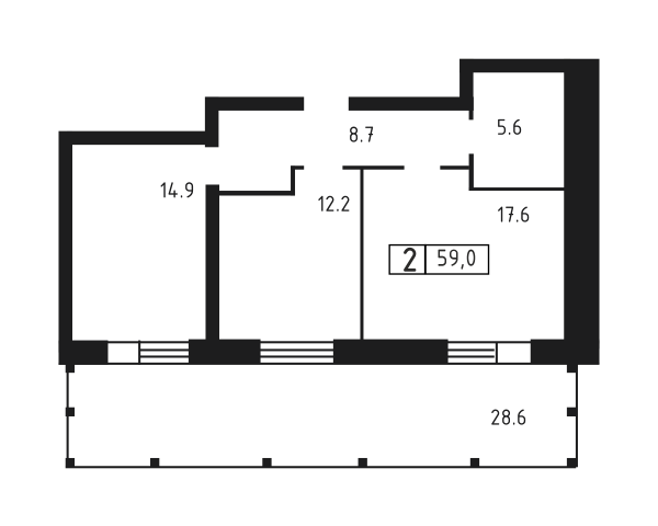 2 комнаты до 59