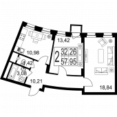 2-комнатная квартира 57,95 м²