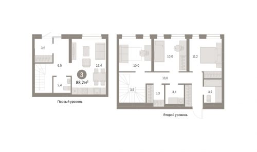 3-комнатная, 88.23 м²