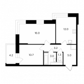 2-комнатная квартира 53,3 м²