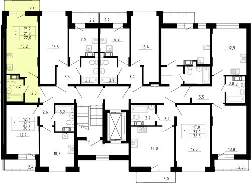 Студия, 21.2 м²
