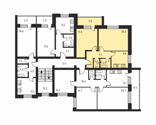Многокомнатная, квартира, 112.5 м²