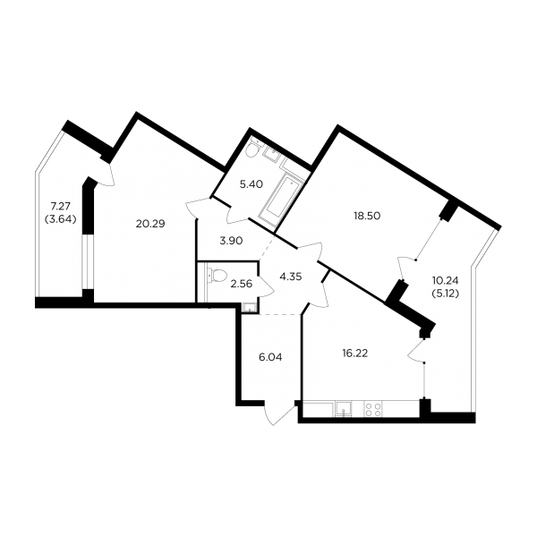 2 комнаты до 86.02