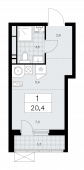 1-комнатная квартира 20,4 м²