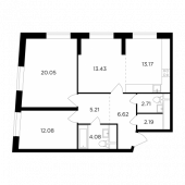 3-комнатная квартира 79,54 м²