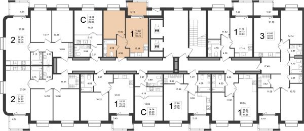 1 комната до 40.73