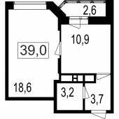 2-комнатная квартира 36,4 м²