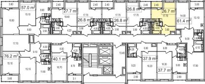 1-комнатная квартира 26,7 м²