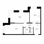 2-комнатная квартира 55,5 м²