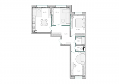 3-комнатная квартира 86,1 м²