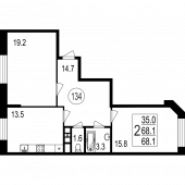 2-комнатная квартира 68,1 м²