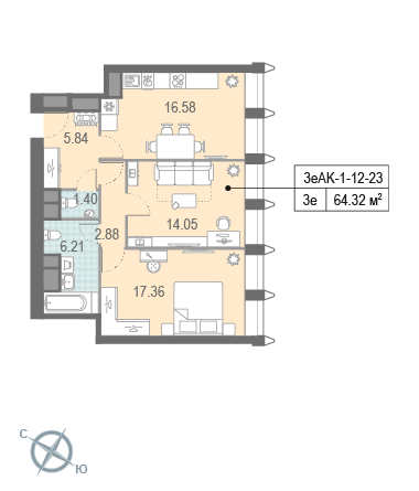 2 комнаты до 64.32