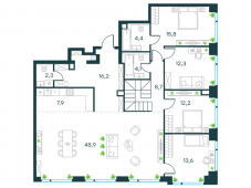 8-комнатная квартира 249,1 м²