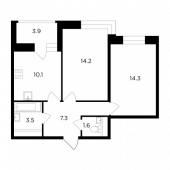 2-комнатная квартира 53 м²
