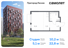 1-комнатная квартира 22,81 м²