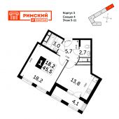 1-комнатная квартира 45,5 м²