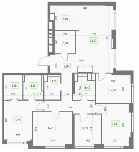 Многокомнатная, квартира, 149.9 м²