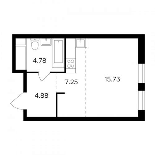 Студия, 32.64 м²