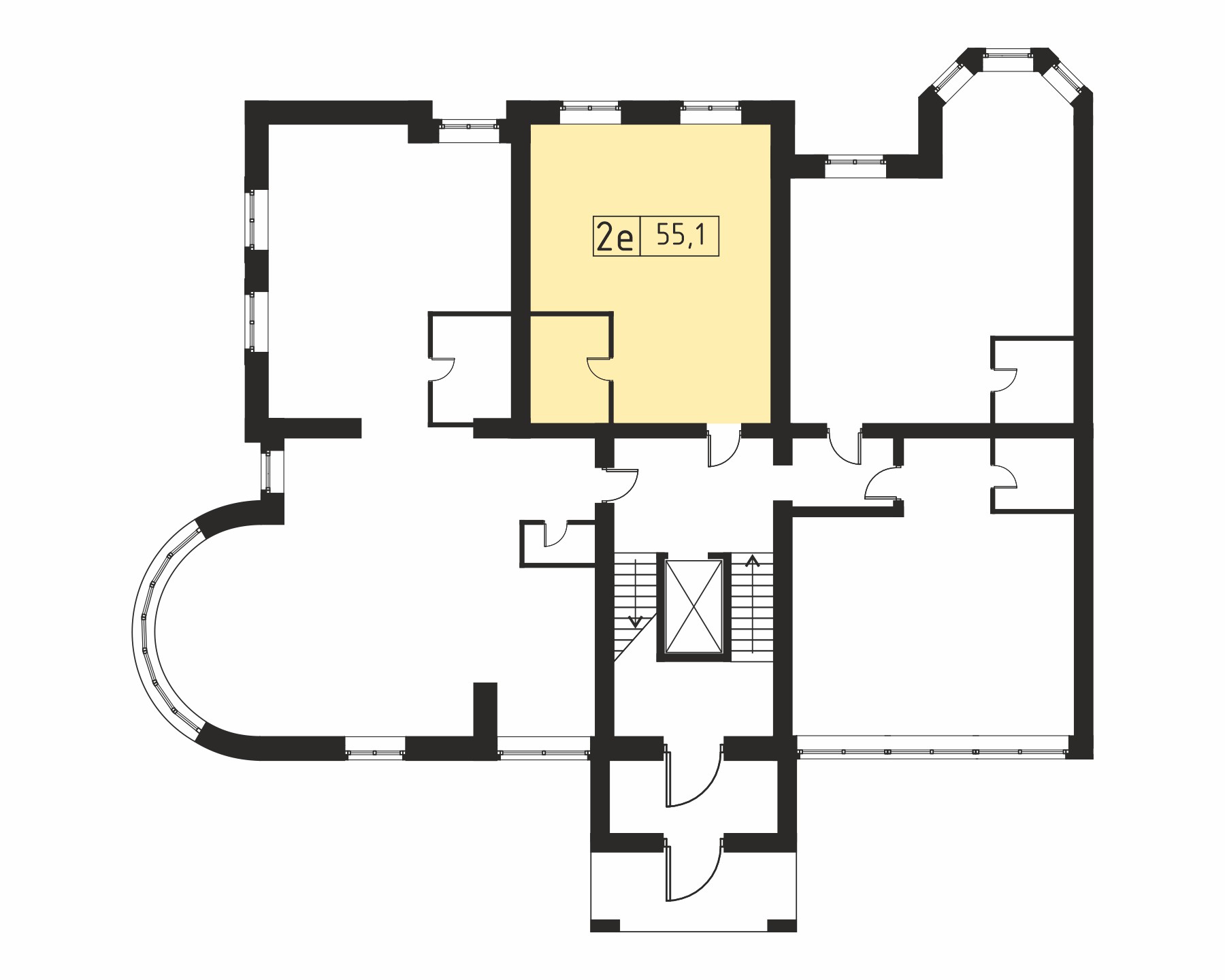 1-комнатная квартира №2, 55,1 м² за 8,38 млн руб. в ЖК «Берег» - планировка