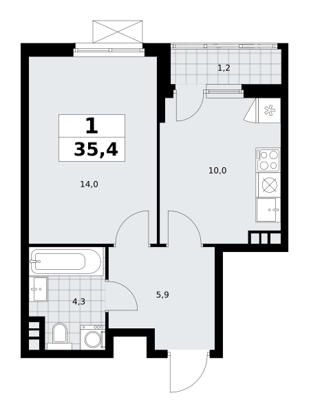 1 комната до 35.4