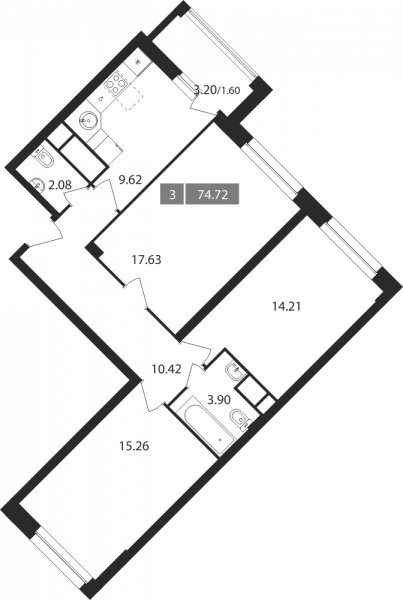 3 комнаты до 74.72