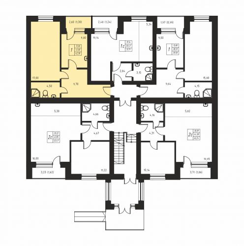 1-комнатная, квартира, 41 м²