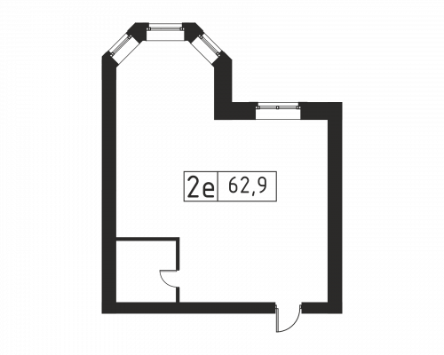 1-комнатная, 62.9 м²