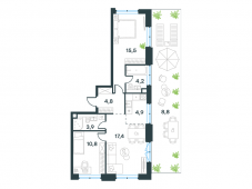 3-комнатная квартира 71,7 м²