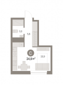 1-комнатная квартира 24,78 м²