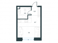 1-комнатная квартира 20,1 м²