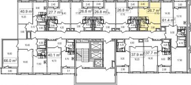 1-комнатная квартира 26,7 м²