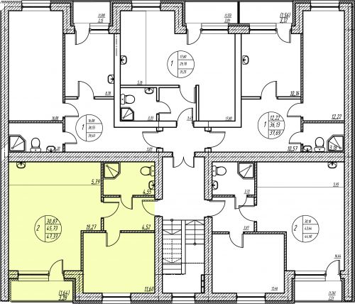 2-комнатная, квартира, 46 м²