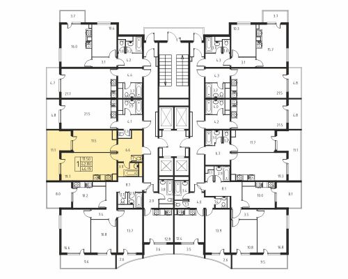 1-комнатная, квартира, 42.8 м²