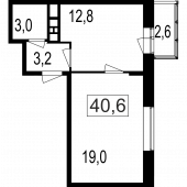 2-комнатная квартира 38 м²