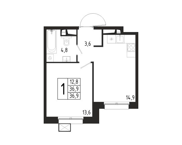 1 комната до 36.9