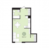 1-комнатная квартира 38 м²