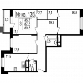 3-комнатная квартира 89,5 м²