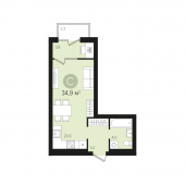1-комнатная квартира 34,9 м²