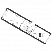 1-комнатная квартира 55 м²