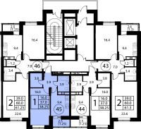1-комнатная, квартира, 38.25 м²