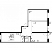 3-комнатная квартира 88,17 м²