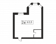 1-комнатная квартира 63 м²