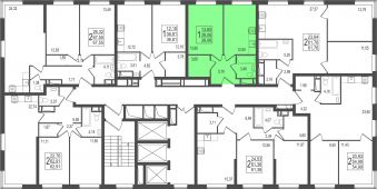 1-комнатная квартира 39,06 м²