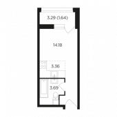 1-комнатная квартира 22,87 м²